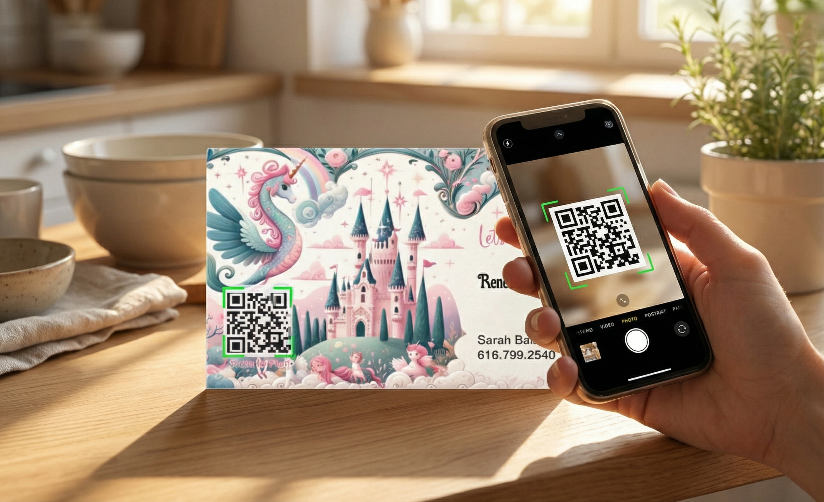 Parent scanning QR code on Play Card